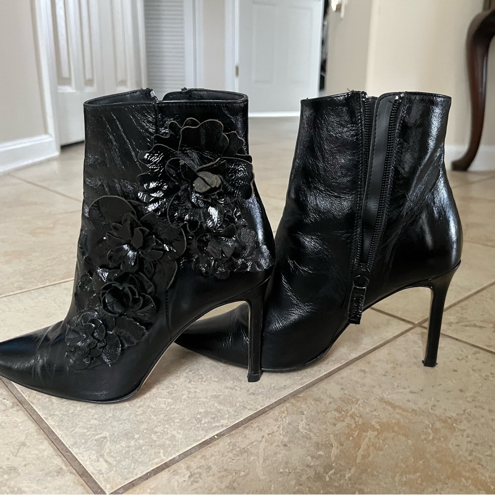Zara Black Stiletto Heeled Boots with Mesh Detail